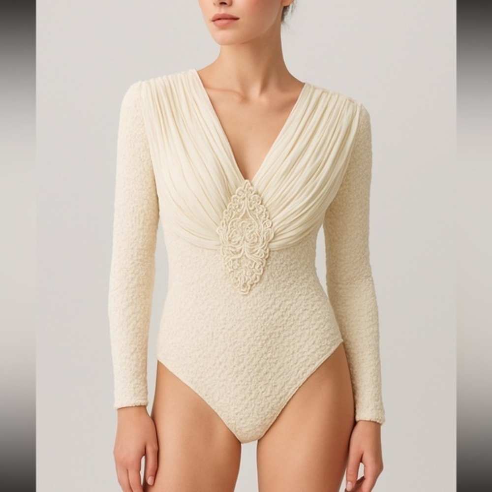 Rare Vintage Georges Barhel off white Bodysuit Size 3 woman’s large